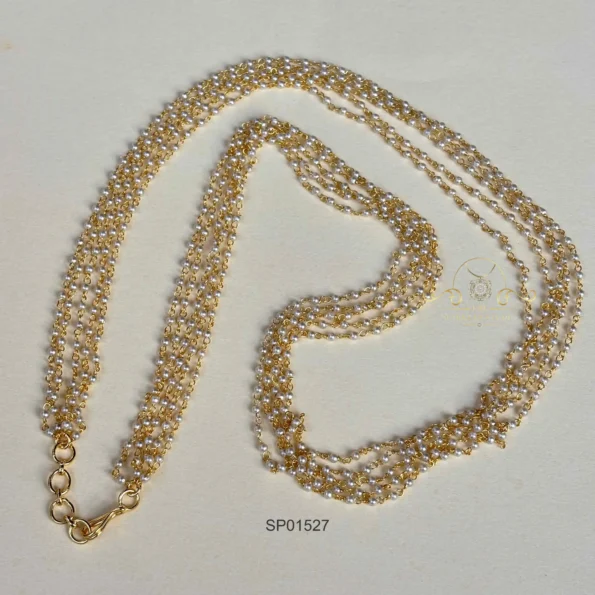 Five Layer Long Pearl Chain