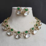 Classy Emerald Massonite/Polki Victorian Neckset