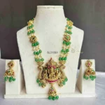 Green Bead Goddess Lakshmi Jadau Haram