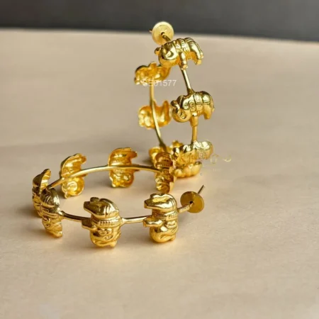 Cute Elephant Earrings in Ring Pattern