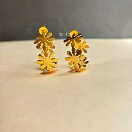 Gold Flower Ring Earrings