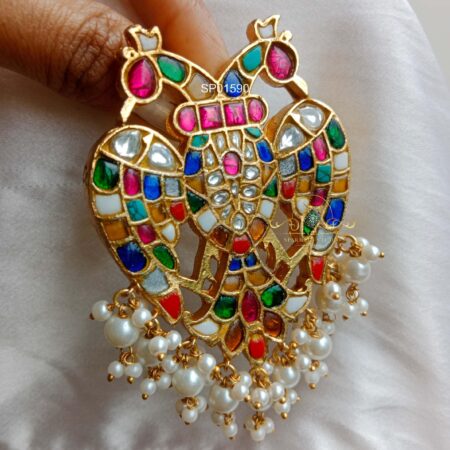 Jadau Navrathna Garuda Pendant