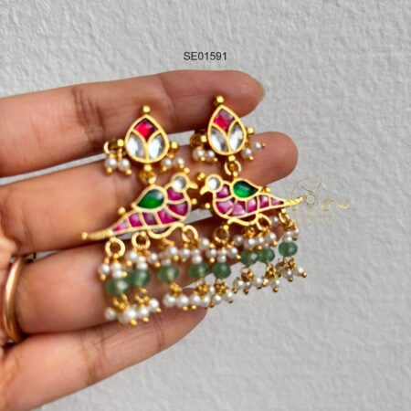 Pretty Jadau Bird Earrings