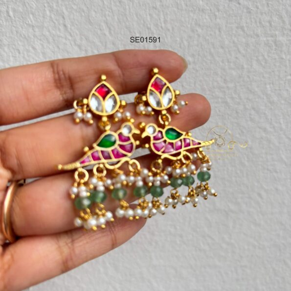 Pretty Jadau Bird Earrings