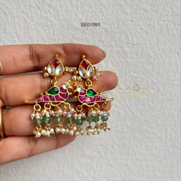 Pretty Jadau Bird Earrings