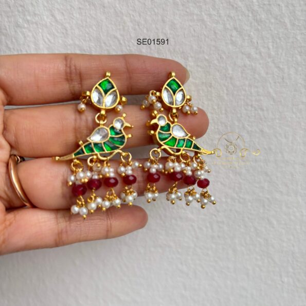 Pretty Jadau Bird Earrings