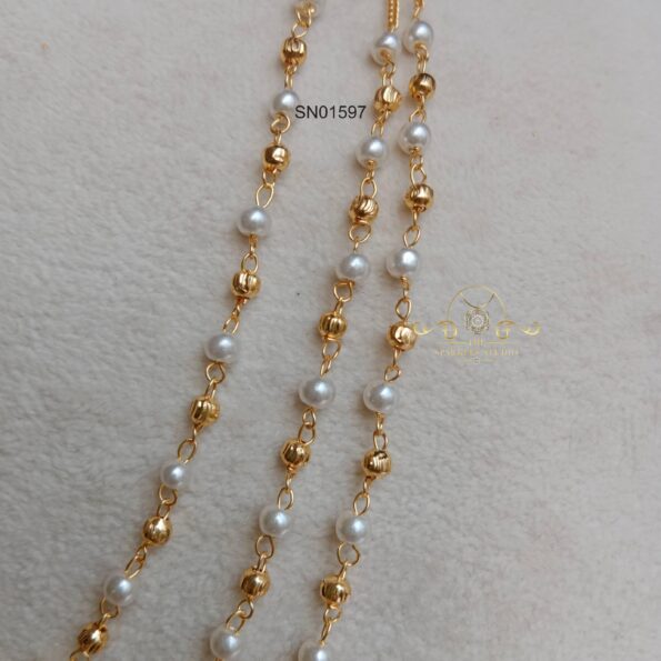 Three Layer Gold and Pearl Bead Set