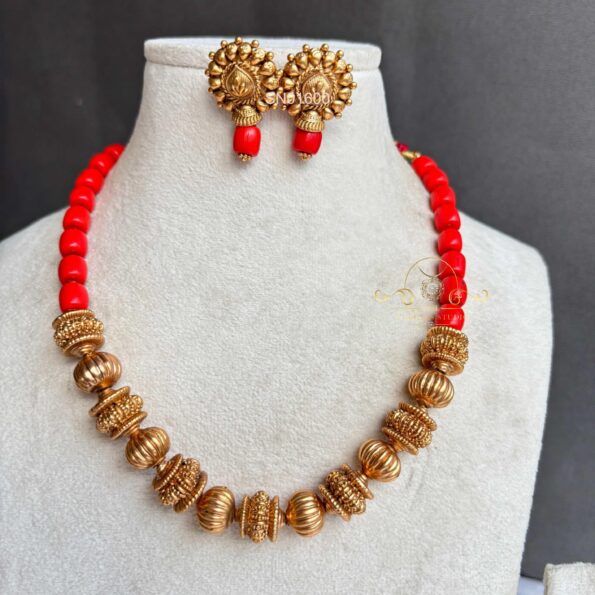 Antique Beads with Corals Necklace