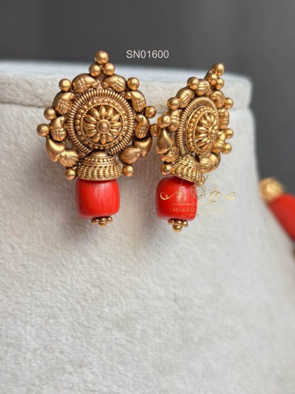 Antique Beads with Corals Necklace