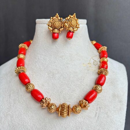 Preety Coral and Antique Beads Mala