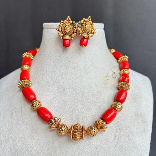 Preety Coral and Antique Beads Mala
