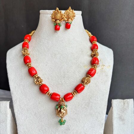 Coral and Antique Beads with Pendant