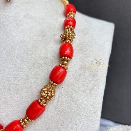 Coral and Antique Beads with Pendant