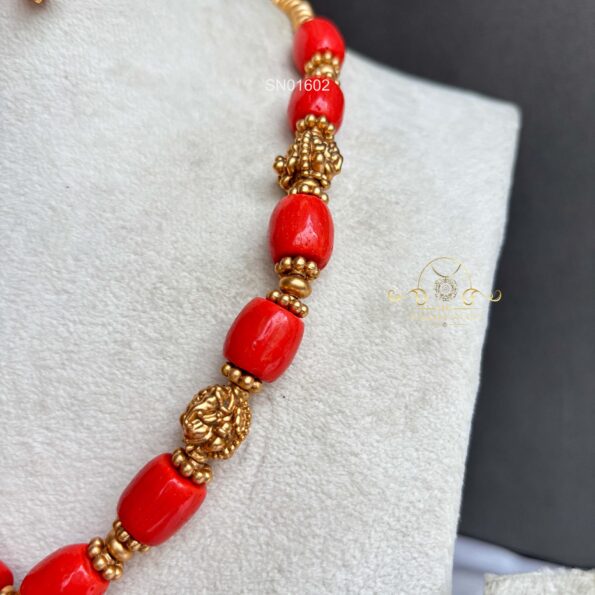 Coral and Antique Beads with Pendant