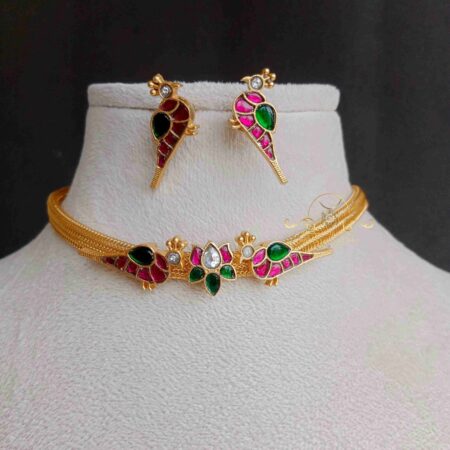 Jadau Bird and Lotus Neckset