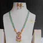 Green Beads Lakshmi Pendant Haram
