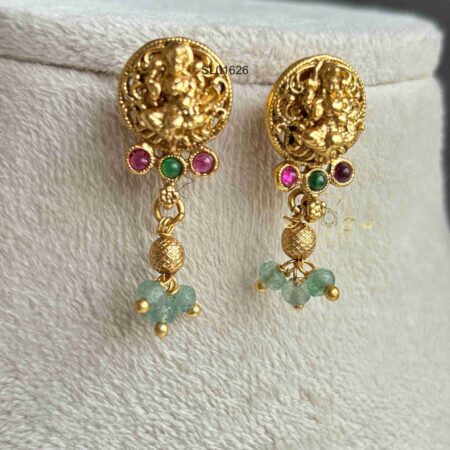 Green Beads Lakshmi Pendant Haram
