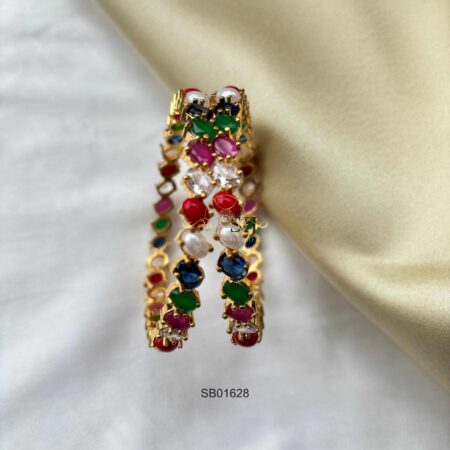 Oval Stone Navrathna Bangles