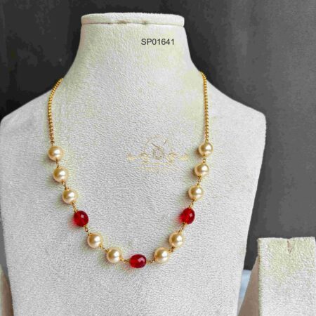 Red Bead and Pearl Chain