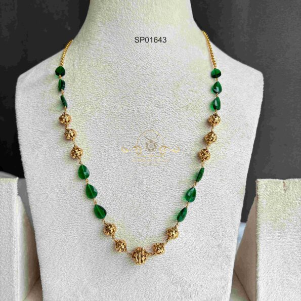 Green Beads and Gold Beads Chain