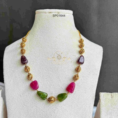 Multicolor Bead and Gold Beads Chain