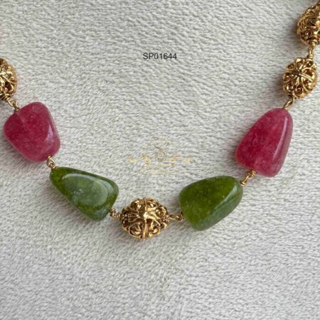 Multicolor Bead and Gold Beads Chain