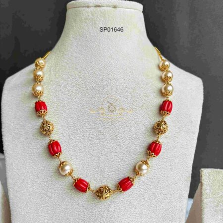 Pearl and Coral Bead Chain