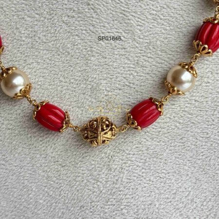 Pearl and Coral Bead Chain