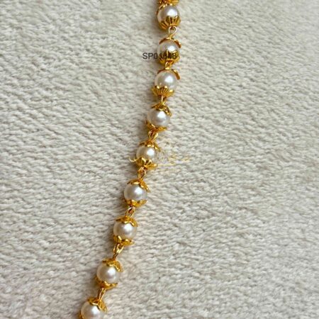 Single Line Pearl and Gold Bead Chain