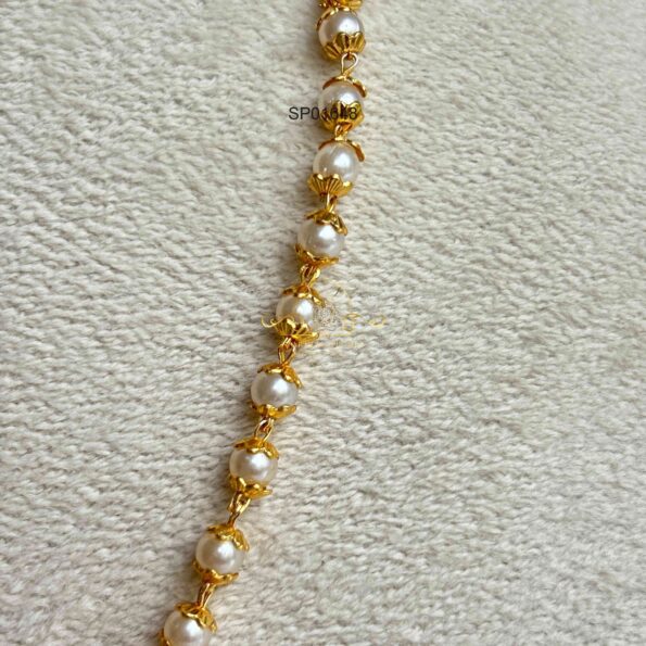 Single Line Pearl and Gold Bead Chain