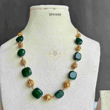 Green Bead and Antique Bead Chain