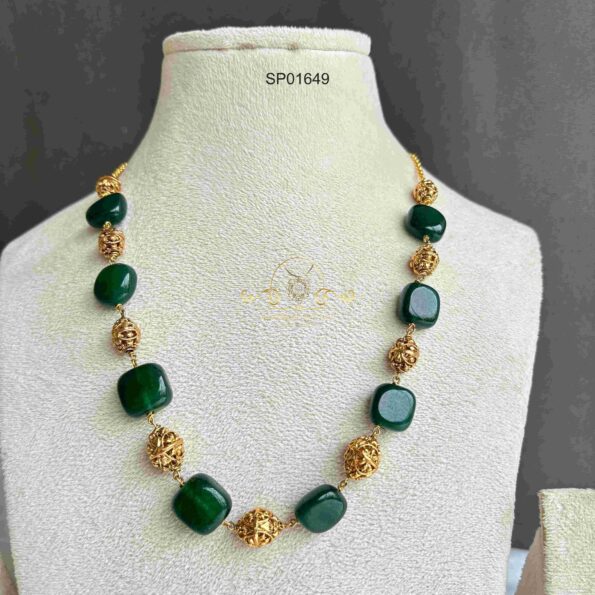 Green Bead and Antique Bead Chain