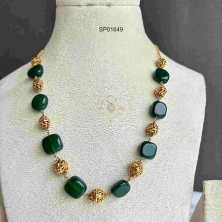 Green Bead and Antique Bead Chain