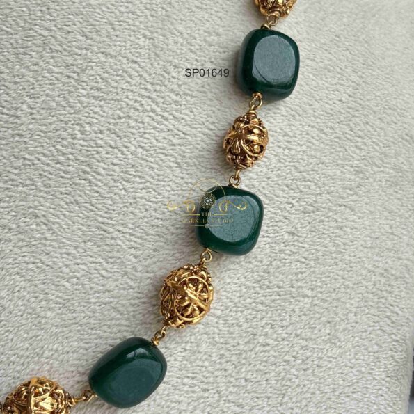 Green Bead and Antique Bead Chain