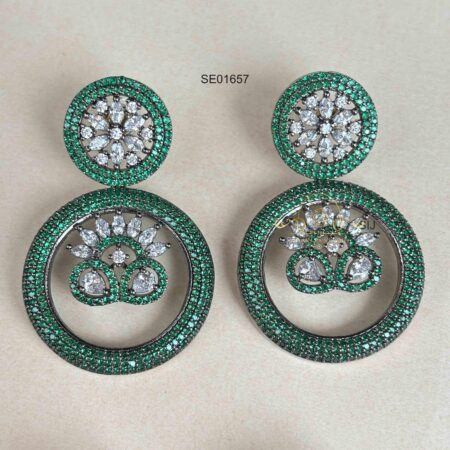 Round Sapphire/Emerald Drop Earrings