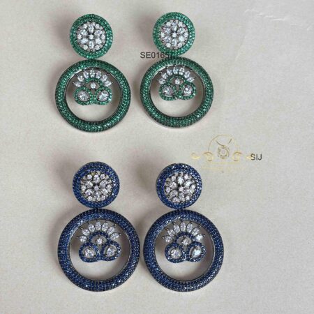 Round Sapphire/Emerald Drop Earrings