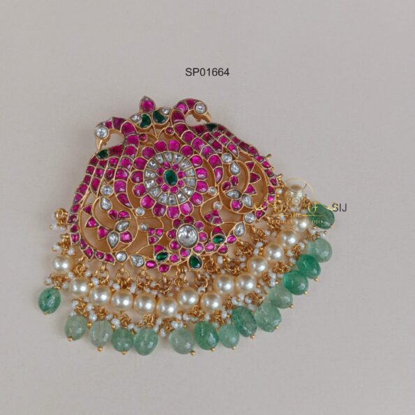 Dual Peacock Jadau Pendant