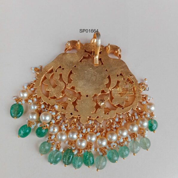 Dual Peacock Jadau Pendant