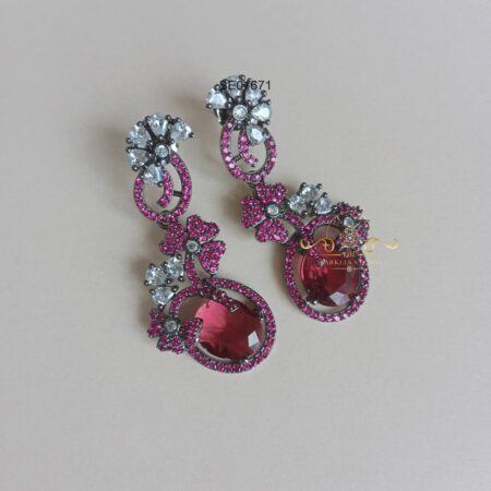 Shimmering Pink and Ruby AD Earrings