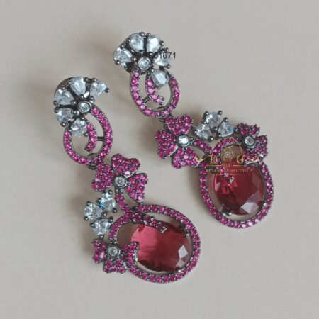 Shimmering Pink and Ruby AD Earrings