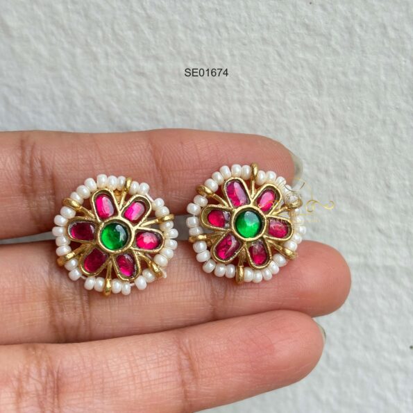Flower Jadau Earrings