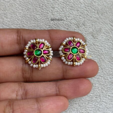 Flower Jadau Earrings