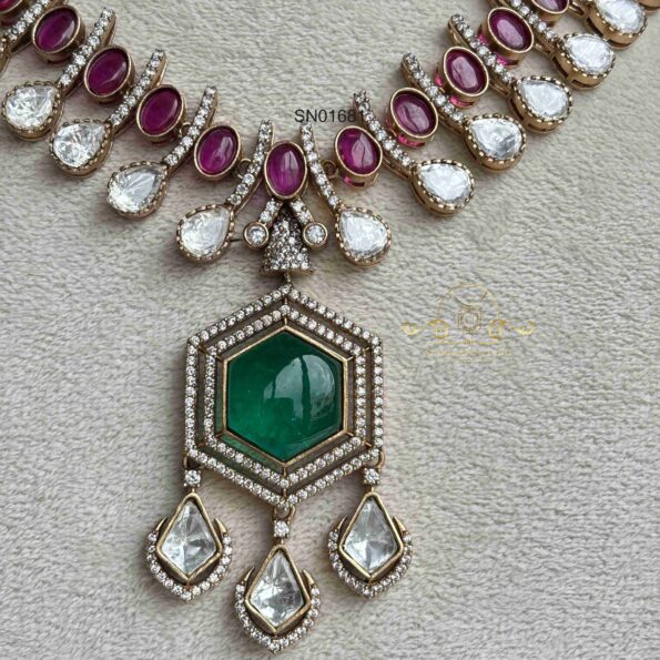Victorian Necklace with Massonite Stone