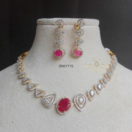 One Line AD Necklace Set with Ruby