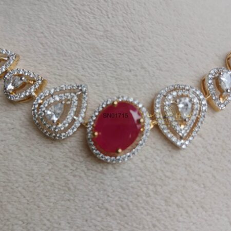 One Line AD Necklace Set with Ruby