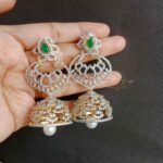 Grand Three Layer AD Emerald Jhumki