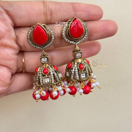 Coral Victorian Jhumkis