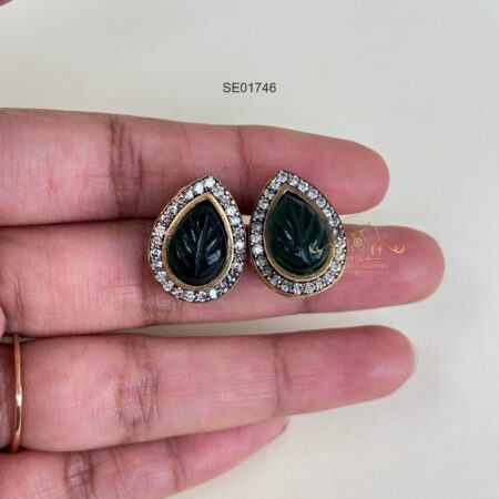 Emerald and AD Stone Earstuds