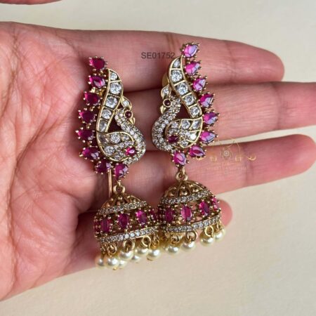 Peacock Stud with Jhumkis