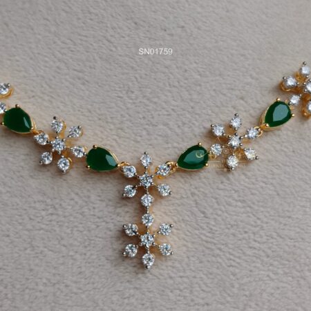 Diamond Replica Emerald AD Necklace